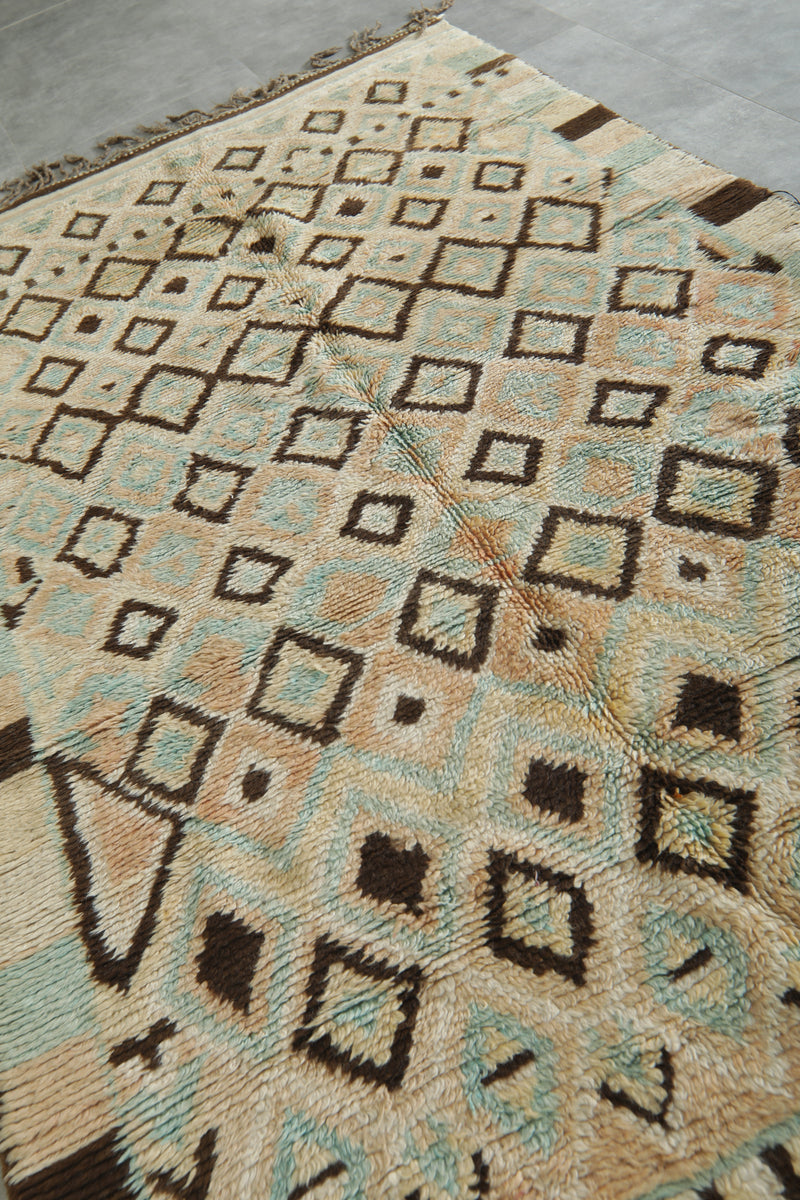 Geometric Moroccan handwoven wool rug - 4.7 ft x 9.5 ft