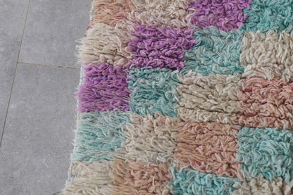 Long Colorful Moroccan rug shag 2.7 X 7.5 Feet