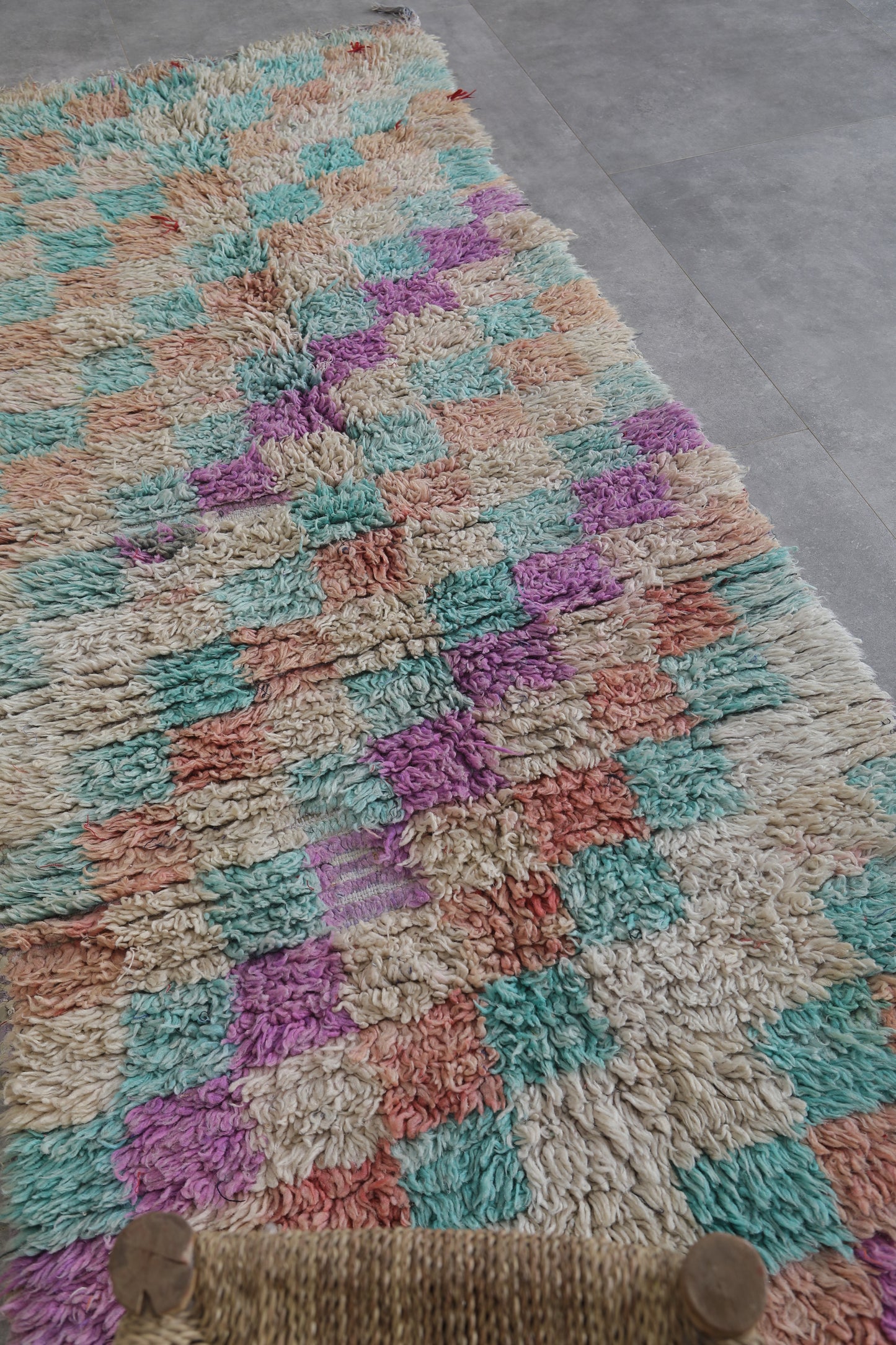 Long Colorful Moroccan rug shag 2.7 X 7.5 Feet