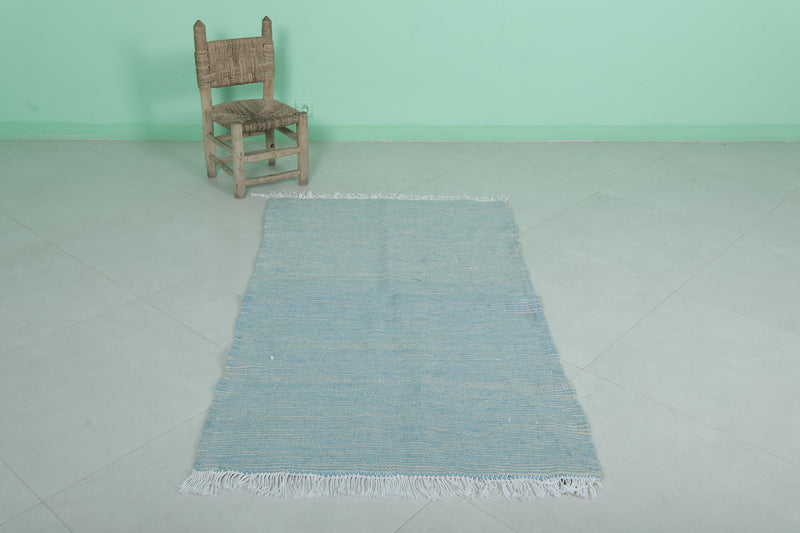 Sky Blue Moroccan Rug - 2.9 X 5.2 Feet | Handwoven Charm