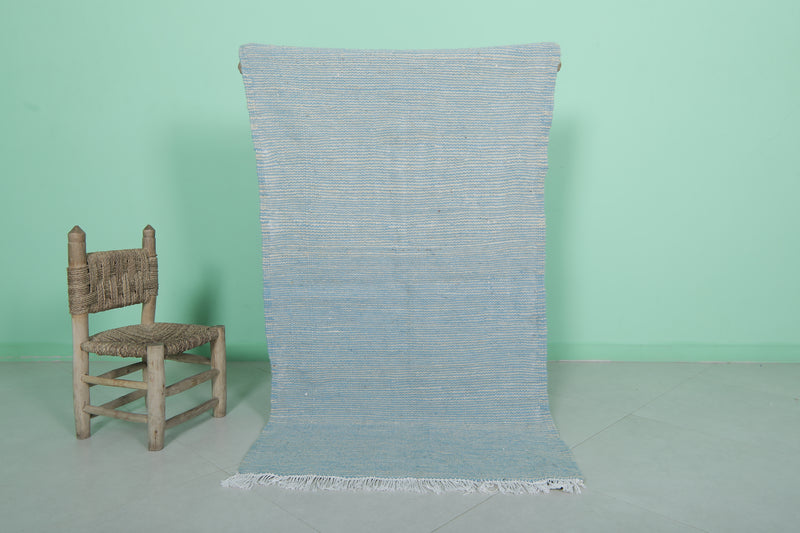 Sky Blue Moroccan Rug - 2.9 X 5.2 Feet | Handwoven Charm