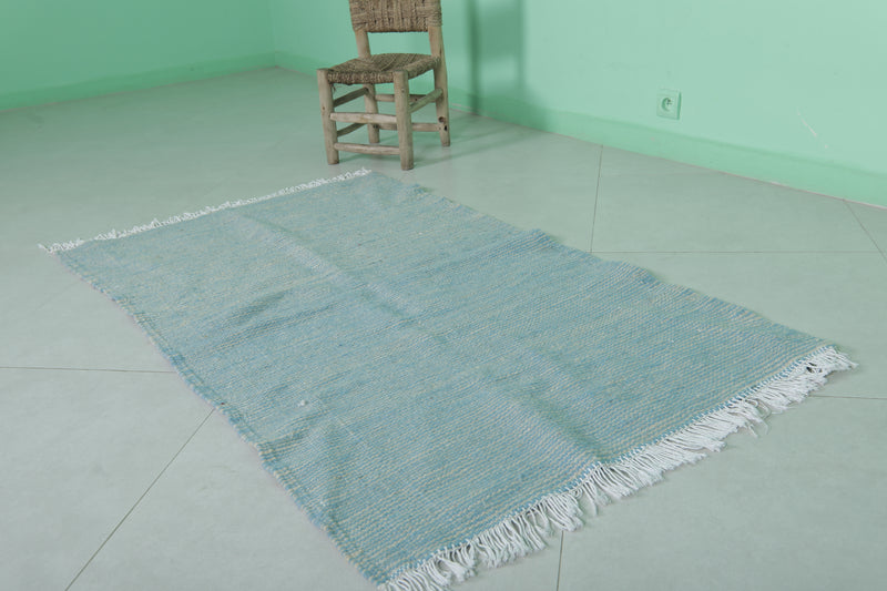 Sky Blue Moroccan Rug - 2.9 X 5.2 Feet | Handwoven Charm