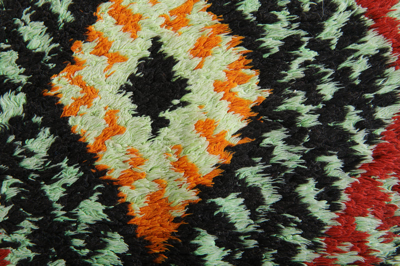 Vibrant Moroccan runner rug with bold geometric diamond - 3 ft x 11.4 ft