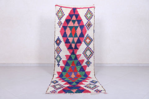 Moroccan berber rug 2.6 X 7.4 Feet - Boucherouite Rugs