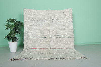 Handmade Berber Rug 5.4 x 6.3 Feet - Minimalist Moroccan Wool Carpet - moroccan rug