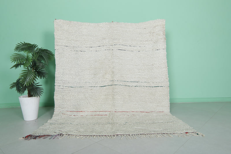 Handmade Berber Rug 5.4 x 6.3 Feet - Minimalist Moroccan Wool Carpet - moroccan rug