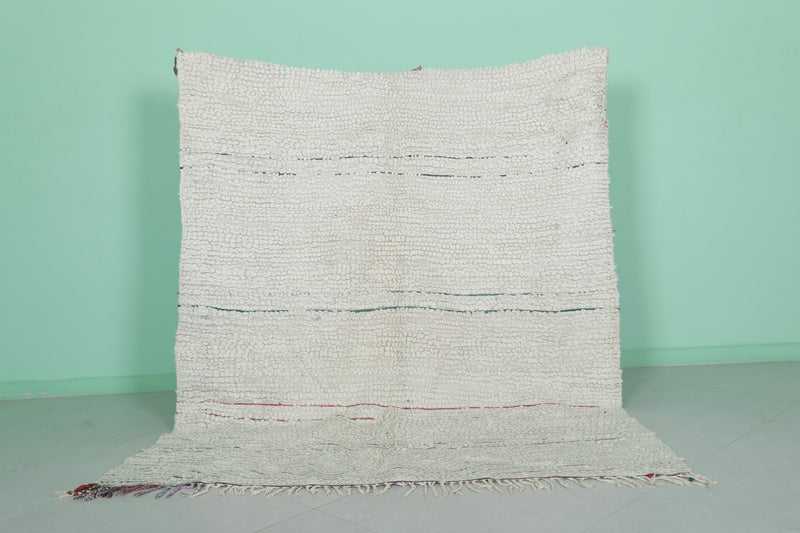 Handmade Berber Rug 5.4 x 6.3 Feet - Minimalist Moroccan Wool Carpet - moroccan rug