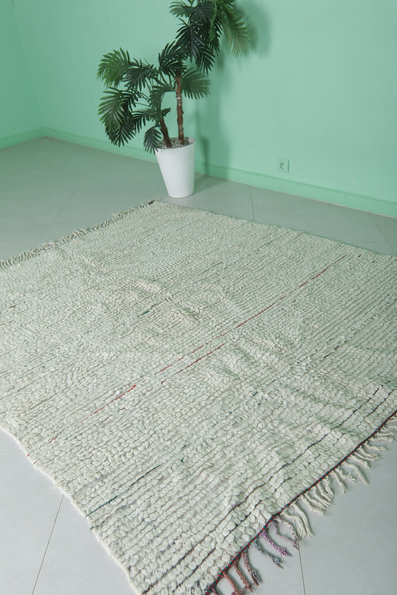 Handmade Berber Rug 5.4 x 6.3 Feet - Minimalist Moroccan Wool Carpet - moroccan rug