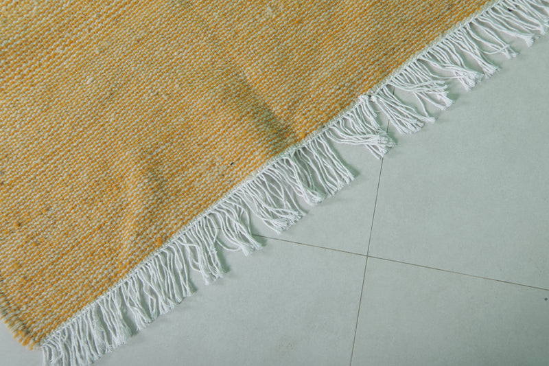 Bright Yellow Moroccan Rug - 3.4 X 5.3 Feet | Handwoven Style - Flat woven rugs