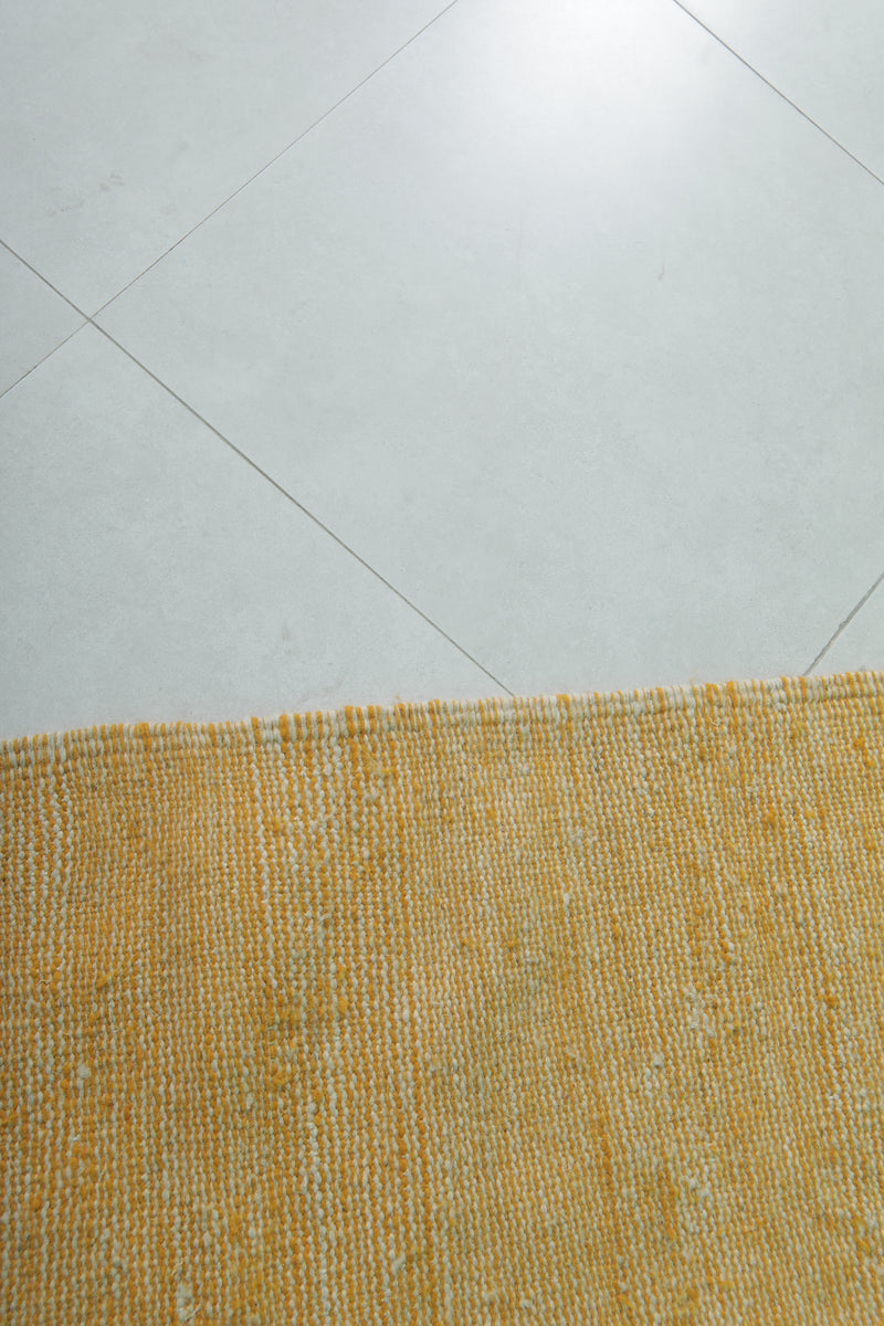 Bright Yellow Moroccan Rug - 3.4 X 5.3 Feet | Handwoven Style - Flat woven rugs