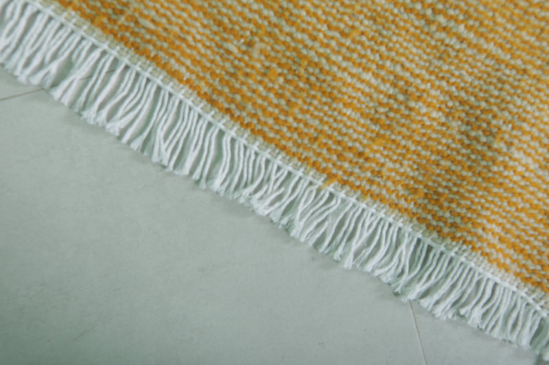 Bright Yellow Moroccan Rug - 3.4 X 5.3 Feet | Handwoven Style - Flat woven rugs