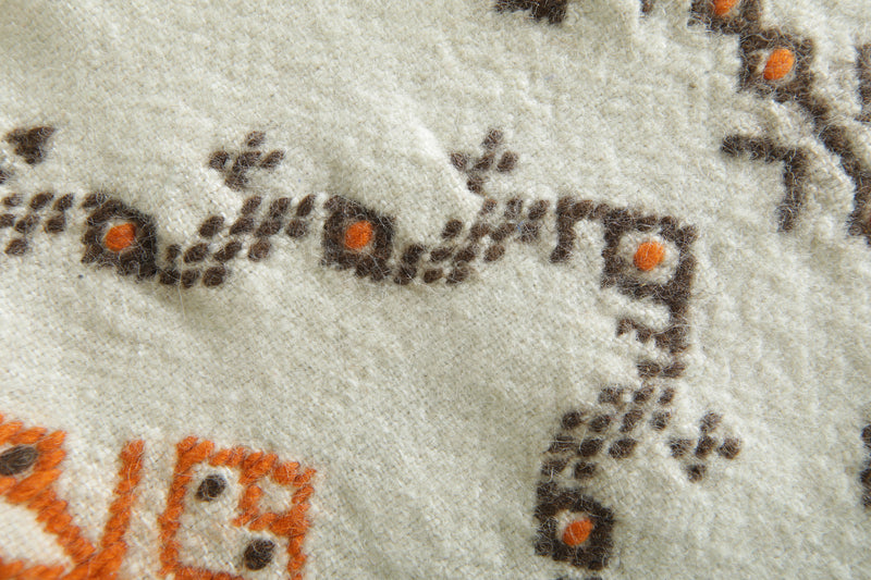 White & geometric Moroccan flatweave rug - 3.5 ft x 7.1 ft