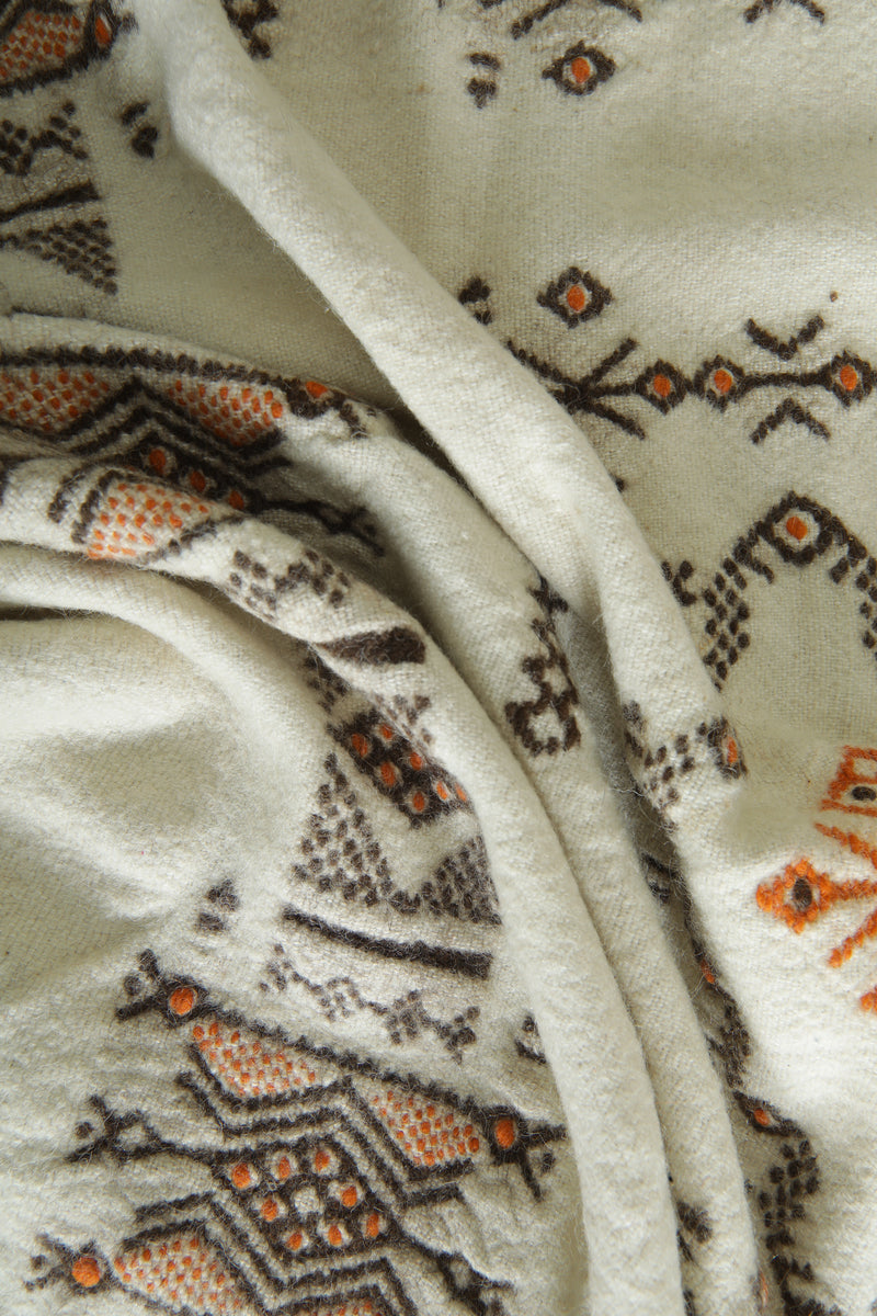 White & geometric Moroccan flatweave rug - 3.5 ft x 7.1 ft