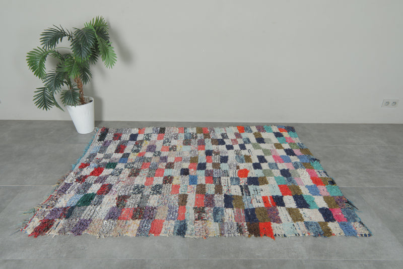 Colorful Moroccan Boucherouite Rug – 4.3 x 6.7 Feet Handwoven Shag Carpet - Boucherouite Rugs