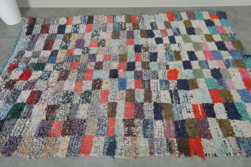 Colorful Moroccan Boucherouite Rug – 4.3 x 6.7 Feet Handwoven Shag Carpet - Boucherouite Rugs