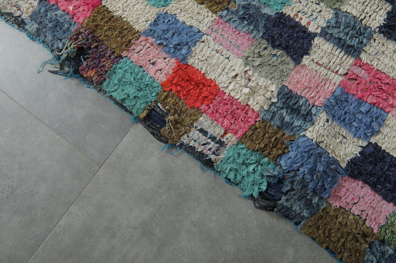 Colorful Moroccan Boucherouite Rug – 4.3 x 6.7 Feet Handwoven Shag Carpet - Boucherouite Rugs