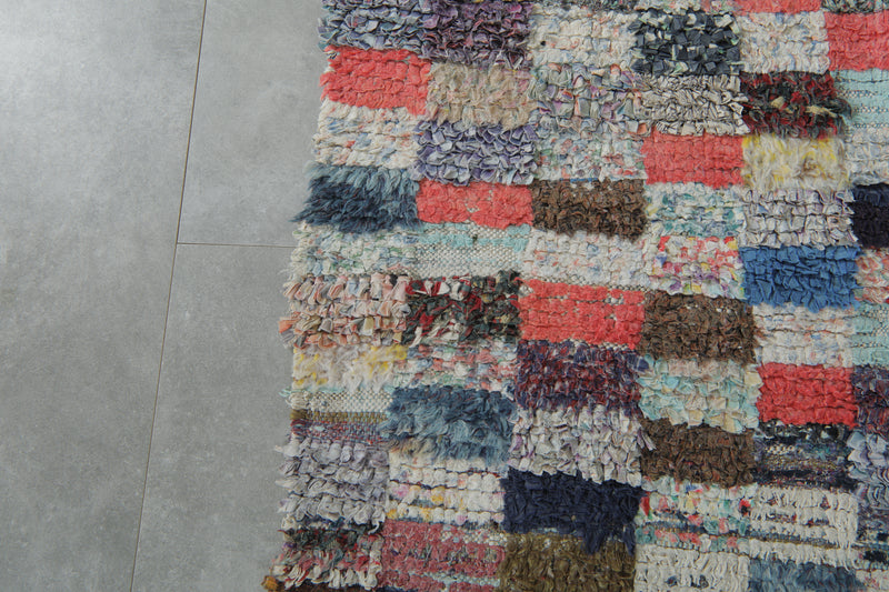 Colorful Moroccan Boucherouite Rug – 4.3 x 6.7 Feet Handwoven Shag Carpet - Boucherouite Rugs