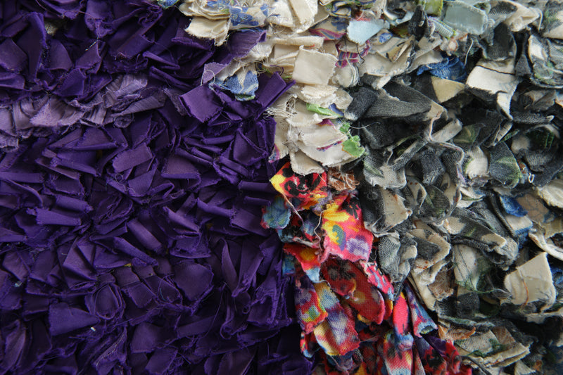 Moroccan boucherouite rug with diamond geometric design - 4.3 ft x 5.9 ft