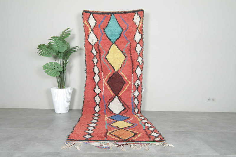 Terracotta red Moroccan runner rug - Diamond pattern - 3.2 ft x 9.8 ft