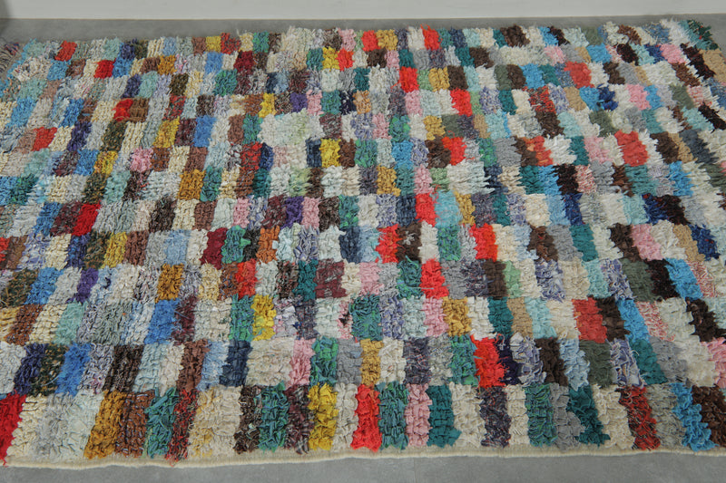 Colorful Moroccan Boucherouite Rug – 4.5 x 6.9 Feet Handwoven Shag Carpet - Boucherouite Rugs