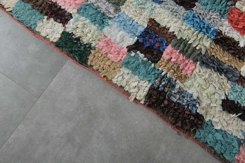 Colorful Moroccan Boucherouite Rug – 4.5 x 6.9 Feet Handwoven Shag Carpet - Boucherouite Rugs