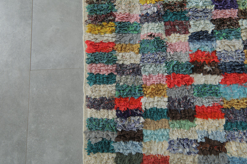 Colorful Moroccan Boucherouite Rug – 4.5 x 6.9 Feet Handwoven Shag Carpet - Boucherouite Rugs