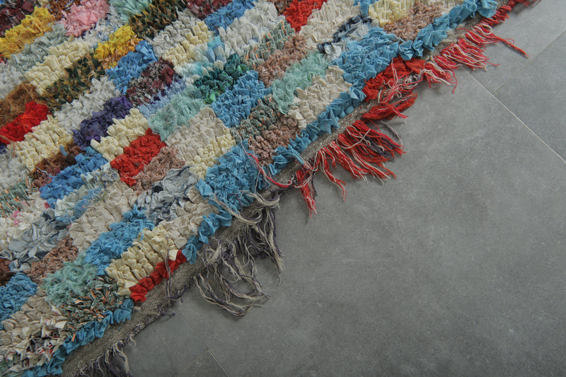 Colorful Moroccan Boucherouite Rug – 4.5 x 6.9 Feet Handwoven Shag Carpet - Boucherouite Rugs