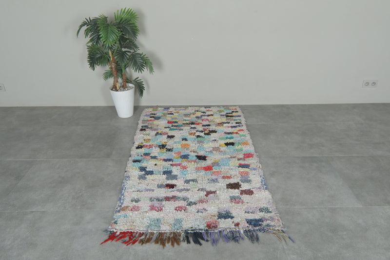 Colorful Moroccan Boucherouite Rug – 3.5 x 6 Feet Handwoven Shag Carpet - Boucherouite Rugs