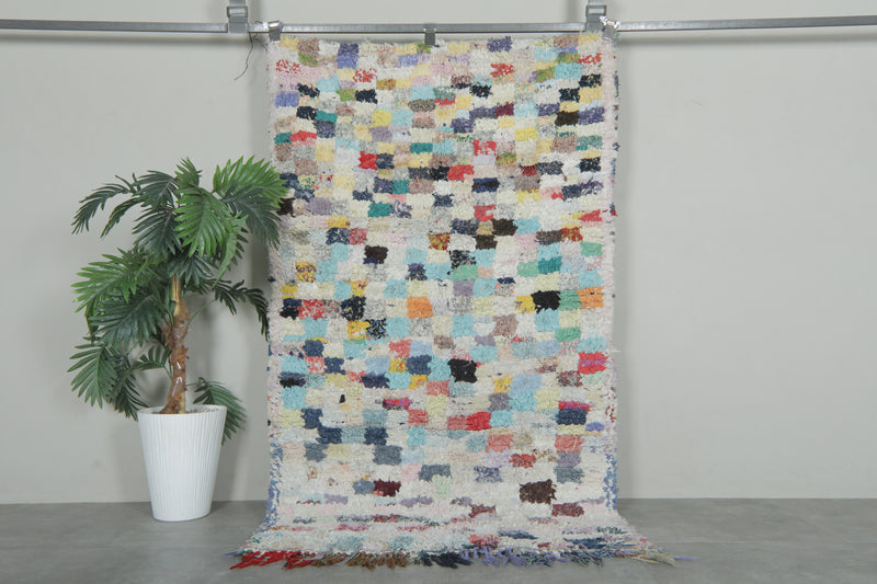 Colorful Moroccan Boucherouite Rug – 3.5 x 6 Feet Handwoven Shag Carpet - Boucherouite Rugs