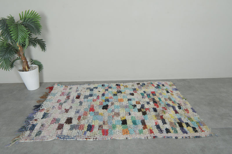 Colorful Moroccan Boucherouite Rug – 3.5 x 6 Feet Handwoven Shag Carpet - Boucherouite Rugs