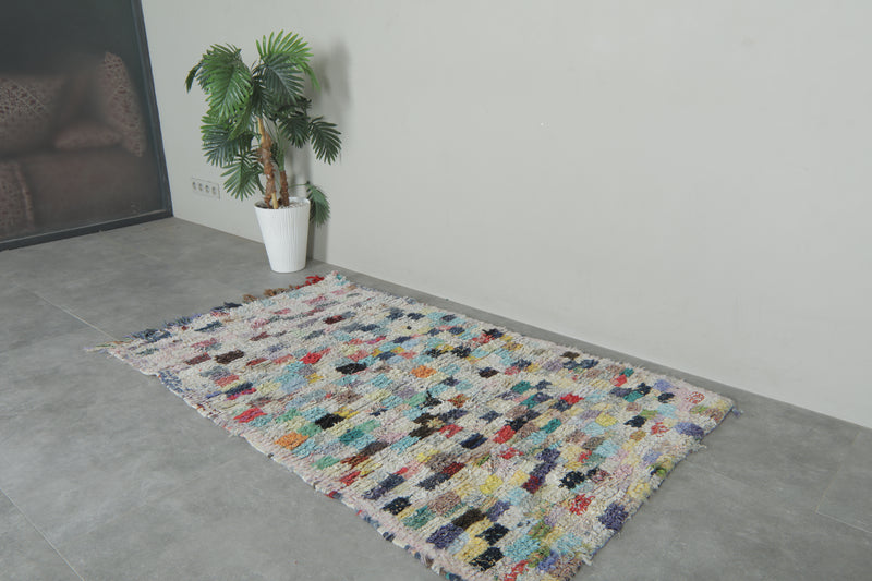 Colorful Moroccan Boucherouite Rug – 3.5 x 6 Feet Handwoven Shag Carpet - Boucherouite Rugs