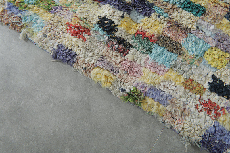 Colorful Moroccan Boucherouite Rug – 3.5 x 6 Feet Handwoven Shag Carpet - Boucherouite Rugs