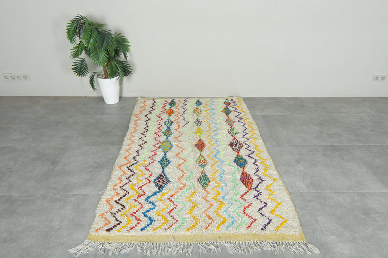Handmade Moroccan azilal rug with geometric design - 4 ft x 6.7 ft