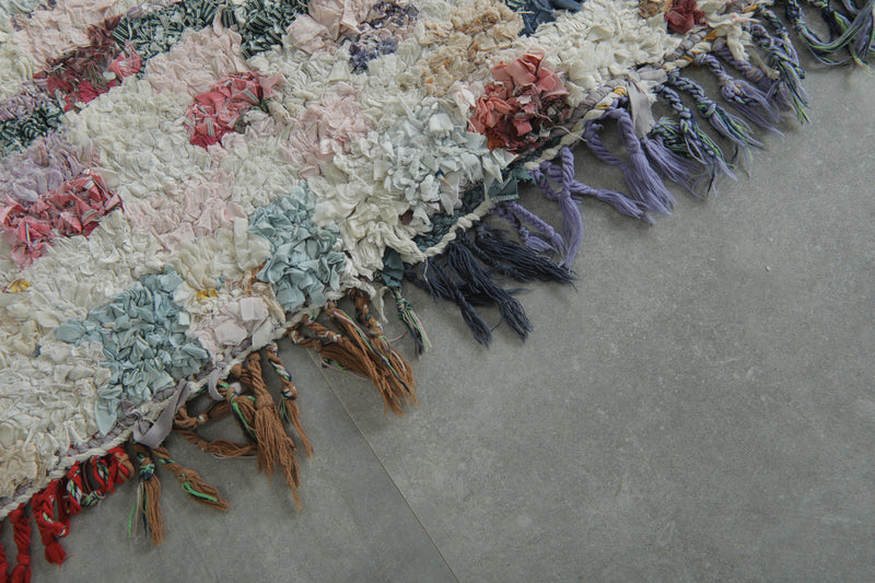 Colorful Moroccan Boucherouite Rug – 3.5 x 6 Feet Handwoven Shag Carpet - Boucherouite Rugs