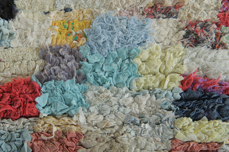 Colorful Moroccan Boucherouite Rug – 3.5 x 6 Feet Handwoven Shag Carpet - Boucherouite Rugs