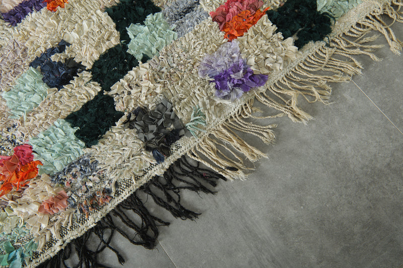 Moroccan boucherouite rug with multicolor and checkered design - 4.1 ft x 6.2 ft