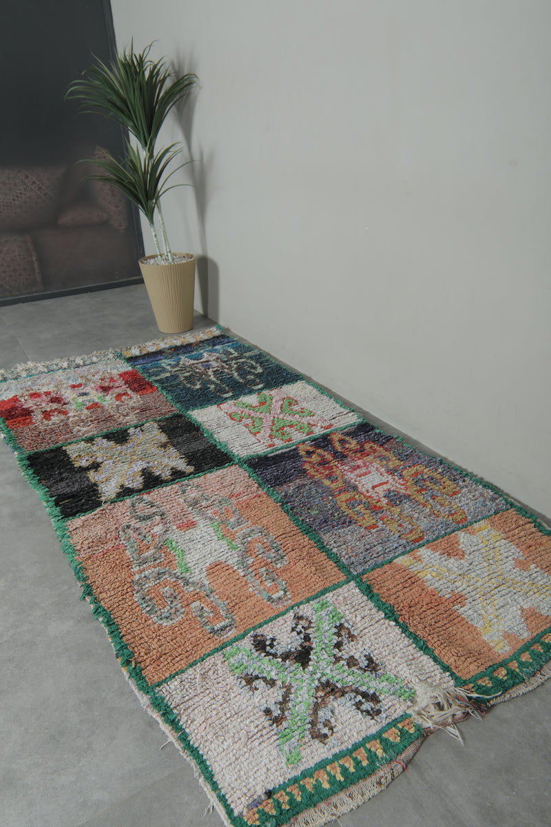 Patchwork Symbol Moroccan Rug – 8.6 x 4.3 ft - Boucherouite Rugs
