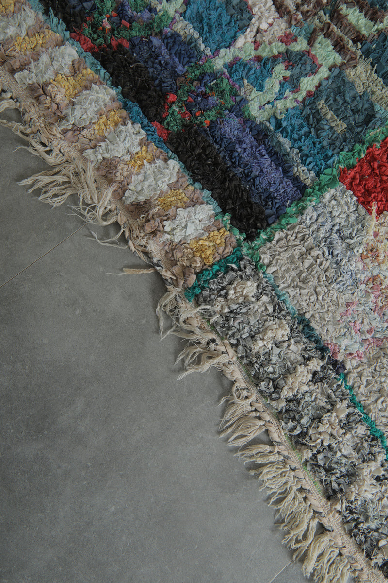 Patchwork Symbol Moroccan Rug – 8.6 x 4.3 ft - Boucherouite Rugs