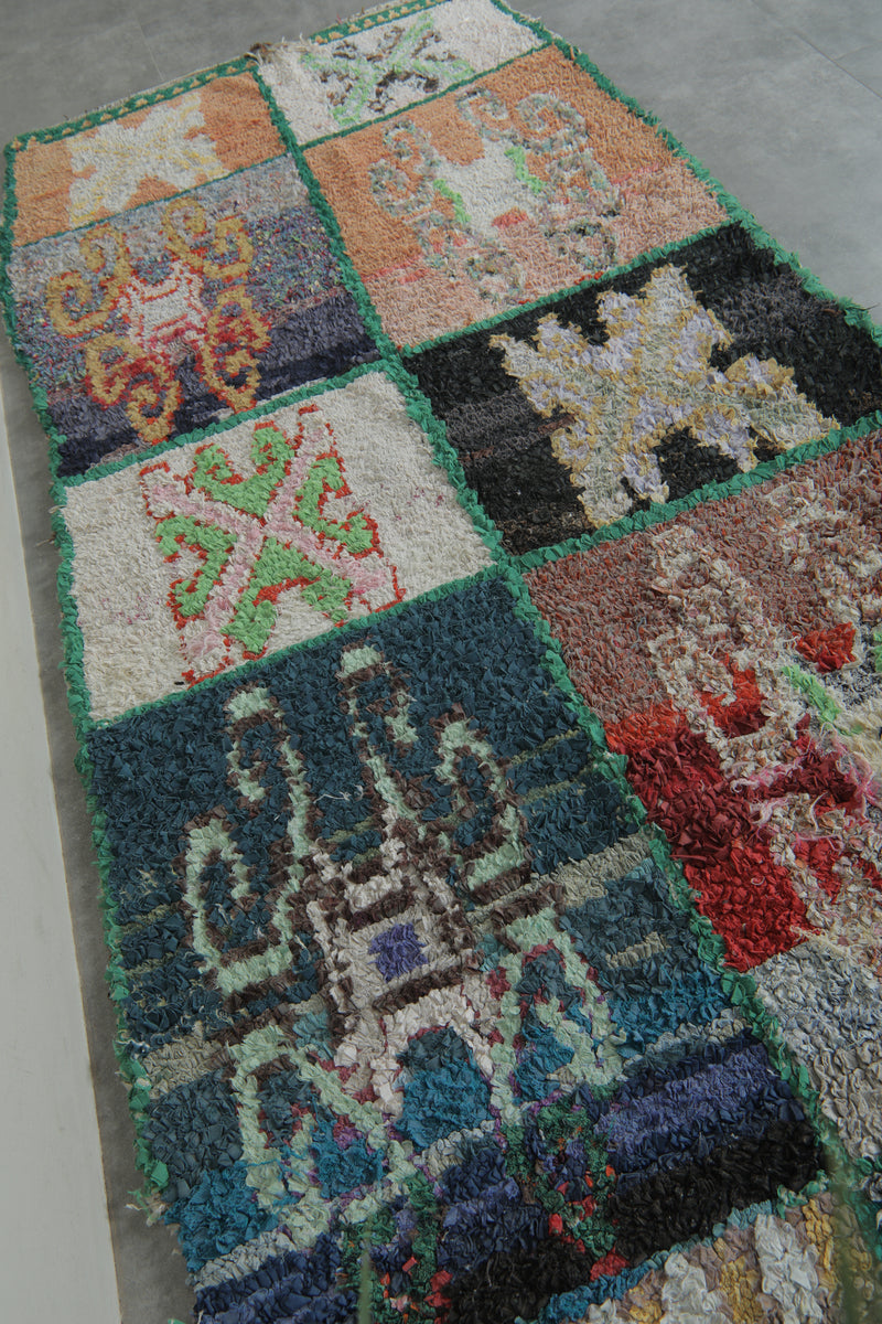 Patchwork Symbol Moroccan Rug – 8.6 x 4.3 ft - Boucherouite Rugs