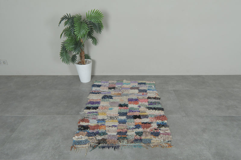 Colorful Moroccan Boucherouite Rug – 2.9 x 4.3 Feet Handwoven Shag Carpet - Boucherouite Rugs
