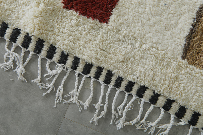 Moroccan wool rug - Handwoven striped decor - 6 ft x 10.4 ft