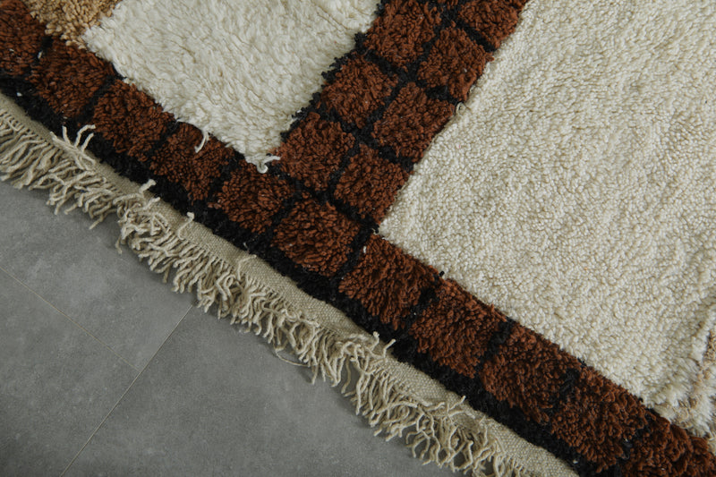 Moroccan wool rug - Handwoven striped decor - 6 ft x 10.4 ft