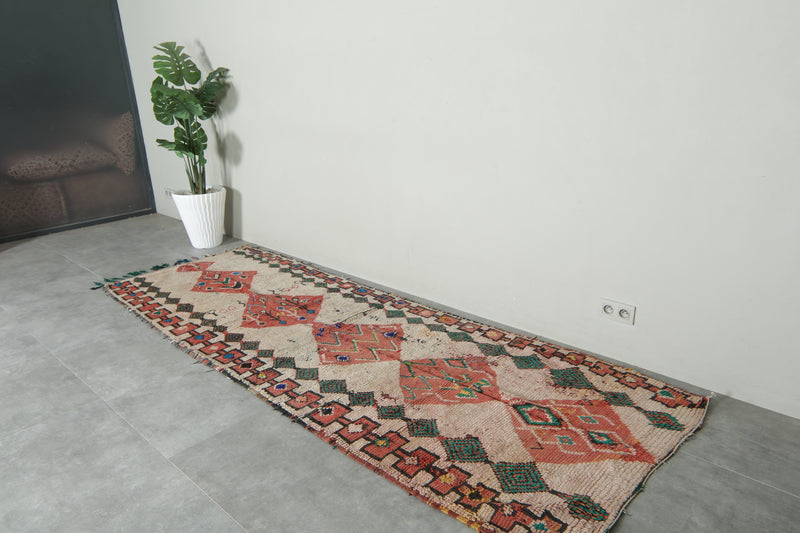 Geometric Moroccan runner rug with geometric design - 3.8 ft x 10.8 ft