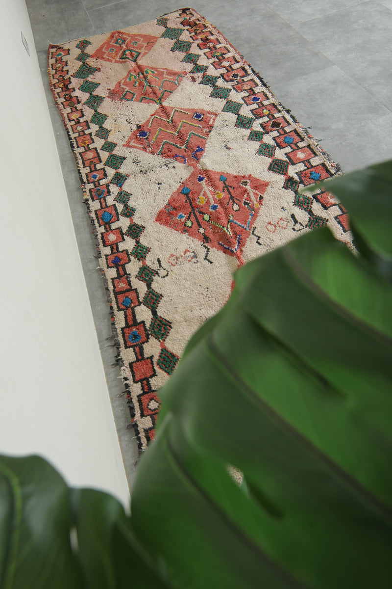 Geometric Moroccan runner rug with geometric design - 3.8 ft x 10.8 ft