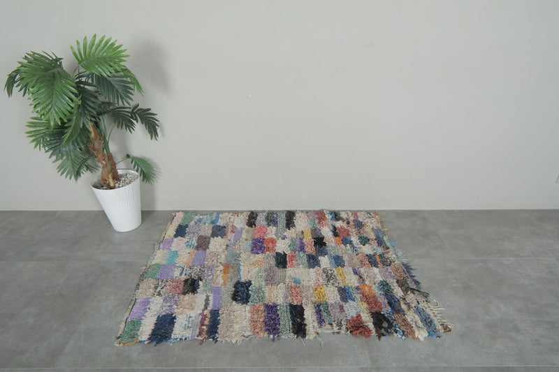 Colorful Moroccan Boucherouite Rug – 2.9 x 4.3 Feet Handwoven Shag Carpet - Boucherouite Rugs