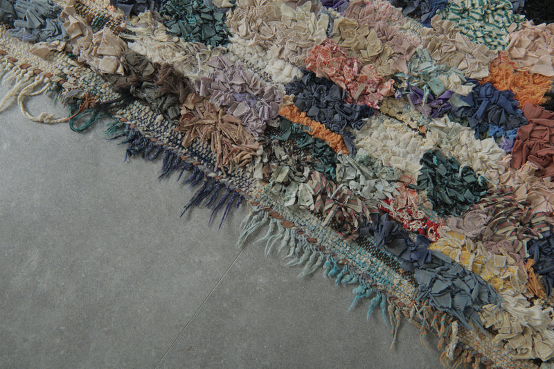 Colorful Moroccan Boucherouite Rug – 2.9 x 4.3 Feet Handwoven Shag Carpet - Boucherouite Rugs