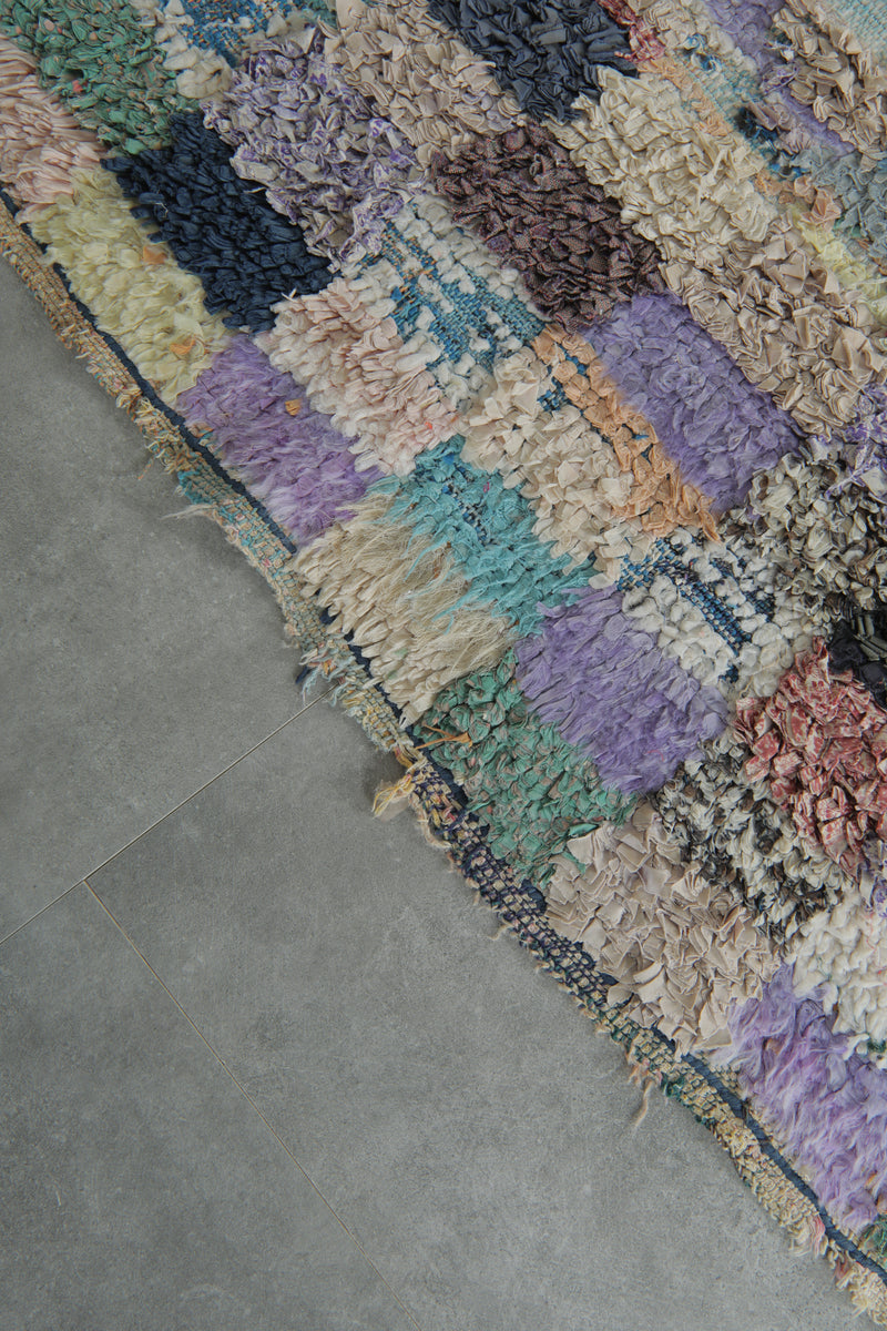 Colorful Moroccan Boucherouite Rug – 2.9 x 4.3 Feet Handwoven Shag Carpet - Boucherouite Rugs