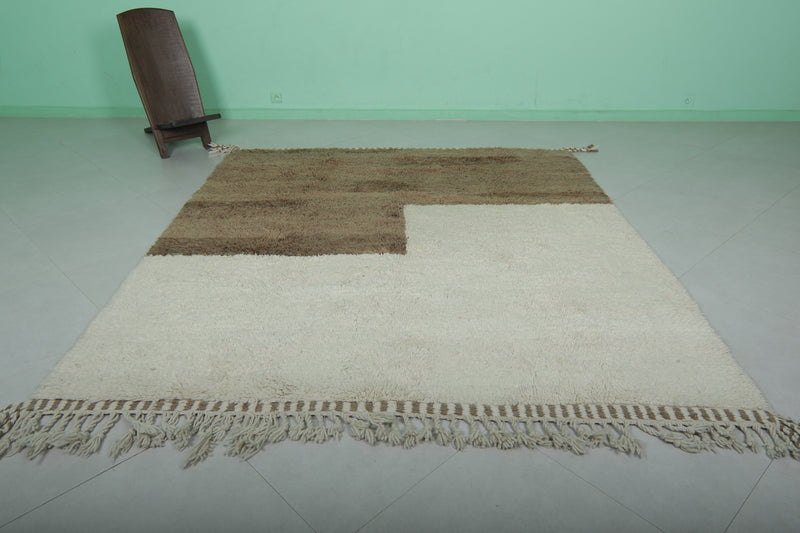 Beni ourain Moroccan rug - 7.2 x 8.2 ft | Handwoven two-tone elegance