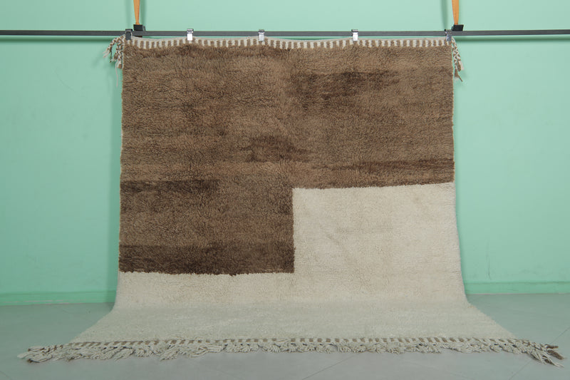 Beni ourain Moroccan rug - 7.2 x 8.2 ft | Handwoven two-tone elegance