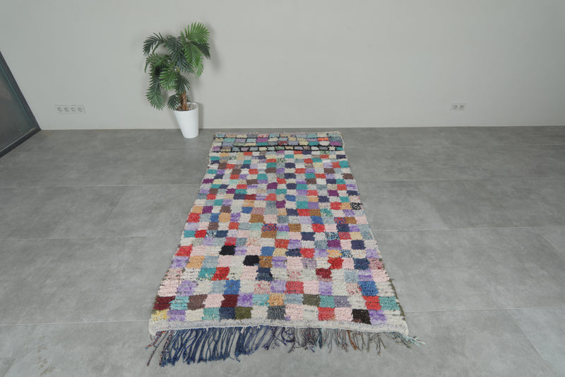Colorful Moroccan Boucherouite Rug – 4.2 x 7.2 Feet Handwoven Patchwork Carpet - Boucherouite Rugs